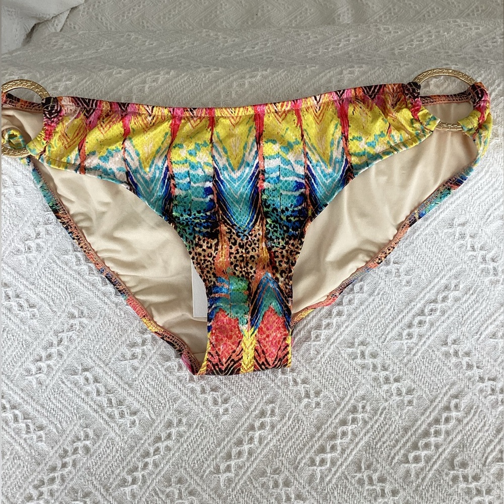 NWT Milly Cabana gold ring bikini bottom sz S